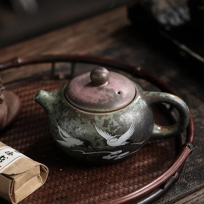 Hand-made Ancient Single Pot Ceramic Kung Fu Teapot Tea Set Ruhecheng Xiangxishi Pot Kiln Glow Pu 'er Tea Machine Pouring TeaSet