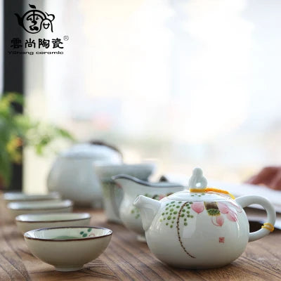 Hand-painted Blue And White Porcelain Teapot Ceramic Hand-held Pot Kung Fu Oolong Da Hong Pao Black Teaware Free Shipping