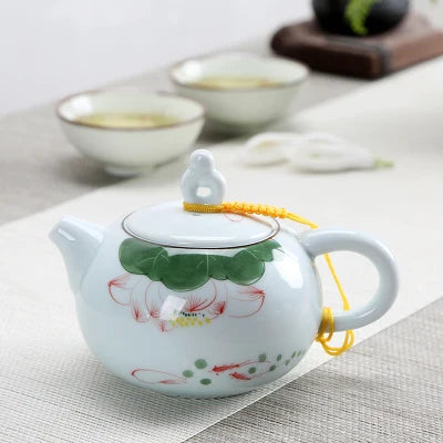 Hand-painted Blue And White Porcelain Teapot Ceramic Hand-held Pot Kung Fu Oolong Da Hong Pao Black Teaware Free Shipping