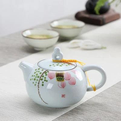 Hand-painted Blue And White Porcelain Teapot Ceramic Hand-held Pot Kung Fu Oolong Da Hong Pao Black Teaware Free Shipping