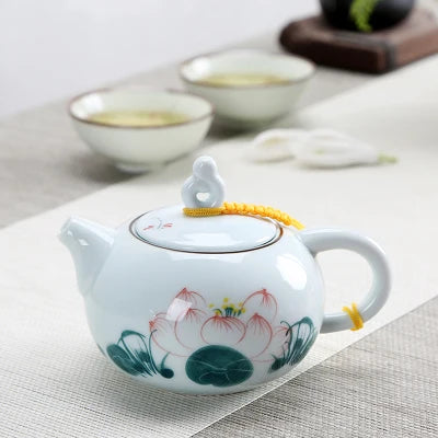 Hand-painted Blue And White Porcelain Teapot Ceramic Hand-held Pot Kung Fu Oolong Da Hong Pao Black Teaware Free Shipping