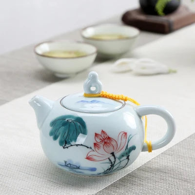 Hand-painted Blue And White Porcelain Teapot Ceramic Hand-held Pot Kung Fu Oolong Da Hong Pao Black Teaware Free Shipping