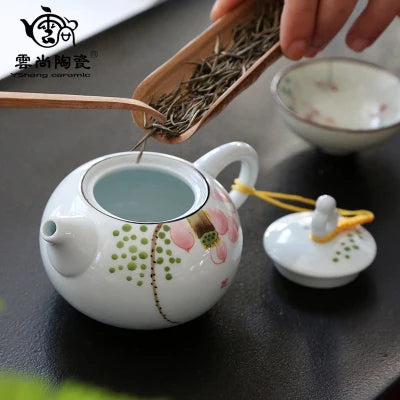 Hand-painted Blue And White Porcelain Teapot Ceramic Hand-held Pot Kung Fu Oolong Da Hong Pao Black Teaware Free Shipping