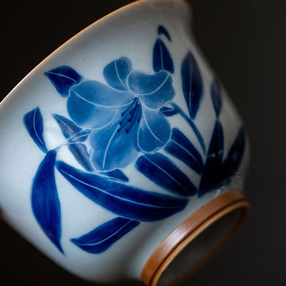 Hand-painted Orchid Gaiwan Chinese Style Cover Bowl Retro Antique Literati Ceramic Tea Making Bowl Handmade High Quality Tea Cup