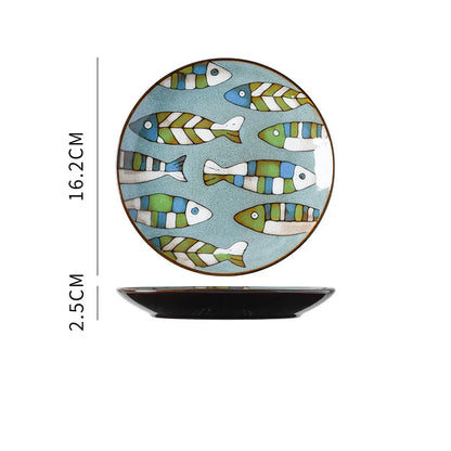 Hand-painted Underglaze Flower Leaf Ceramic Plate Western Steak Salad Dessert Cake Sushi Home Kitchen Storage Decorative Plate