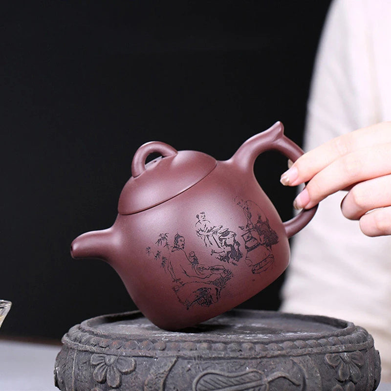 Hand-painted Yixing Purple Clay Teapot Authentic Zhu Mud Filter Kettle Chinese Zisha Beauty Tea Pot Household Teaware 350ml