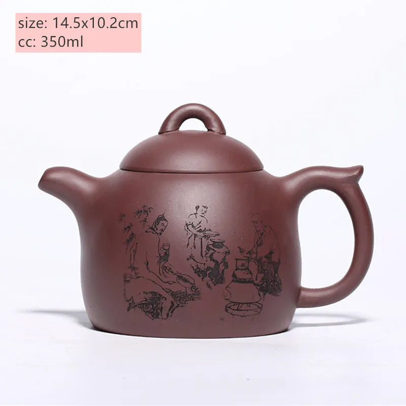 Hand-painted Yixing Purple Clay Teapot Authentic Zhu Mud Filter Kettle Chinese Zisha Beauty Tea Pot Household Teaware 350ml
