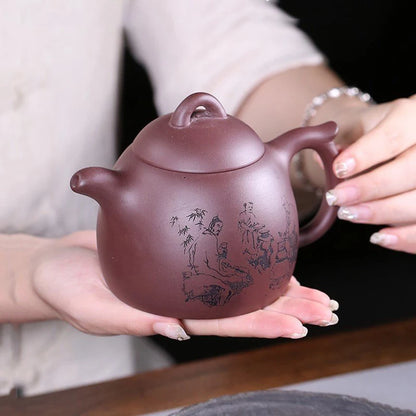 Hand-painted Yixing Purple Clay Teapot Authentic Zhu Mud Filter Kettle Chinese Zisha Beauty Tea Pot Household Teaware 350ml