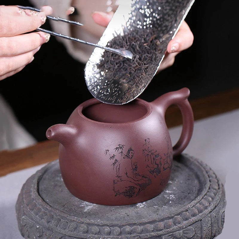 Hand-painted Yixing Purple Clay Teapot Authentic Zhu Mud Filter Kettle Chinese Zisha Beauty Tea Pot Household Teaware 350ml