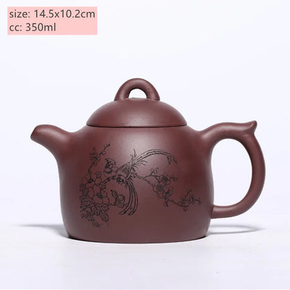 Hand-painted Yixing Purple Clay Teapot Authentic Zhu Mud Filter Kettle Chinese Zisha Beauty Tea Pot Household Teaware 350ml