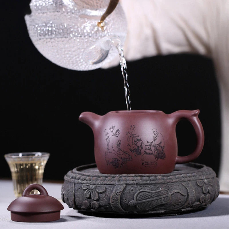 Hand-painted Yixing Purple Clay Teapot Authentic Zhu Mud Filter Kettle Chinese Zisha Beauty Tea Pot Household Teaware 350ml