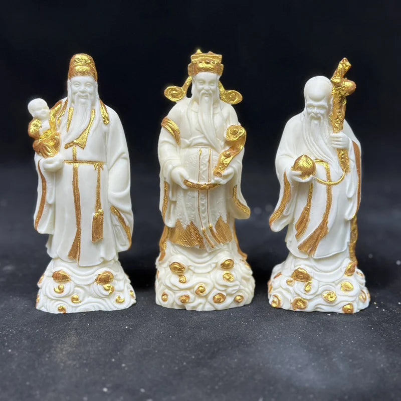 Hand-painted gold Fu Lu Shou Figure Statue Resin Art Sculpture High Quality Home Room Office Decorations Free delivery 3 PCS