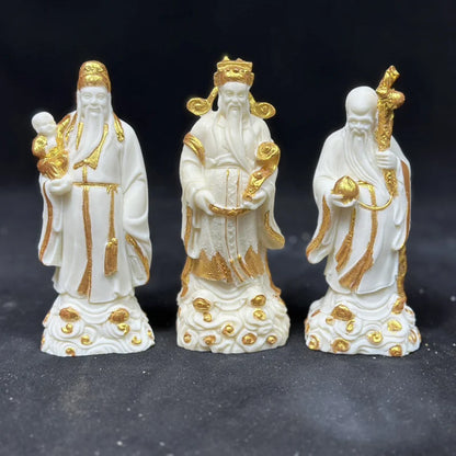 Hand-painted gold Fu Lu Shou Figure Statue Resin Art Sculpture High Quality Home Room Office Decorations Free delivery 3 PCS