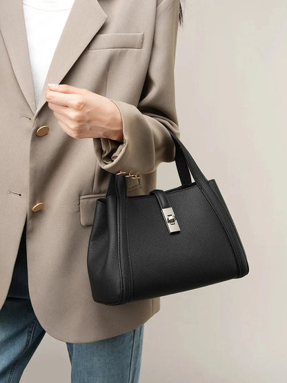 Handbag 2024 New Basket Baotou Layer Cowhide Large Capacity Tote Single Shoulder Hand Carrying Oblique Straddle Bag Woman