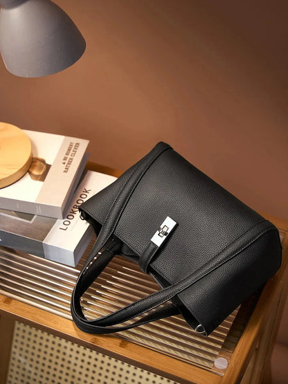 Handbag 2024 New Basket Baotou Layer Cowhide Large Capacity Tote Single Shoulder Hand Carrying Oblique Straddle Bag Woman