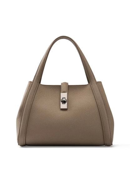 Handbag 2024 New Basket Baotou Layer Cowhide Large Capacity Tote Single Shoulder Hand Carrying Oblique Straddle Bag Woman