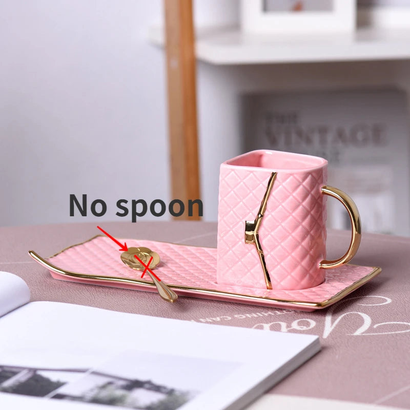 Handbag Shape Ceramic Cup Designer Coffee Mugs Business Gifts Cups Saucer Set Home Breakfast Milk Tea Juice Water Drinkware
