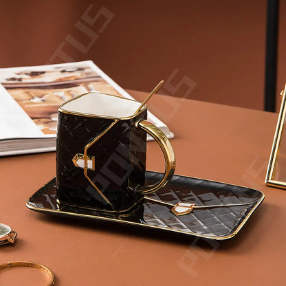 Handbag Shape Ceramic Cup Designer Coffee Mugs Business Gifts Cups Saucer Set Home Breakfast Milk Tea Juice Water Drinkware