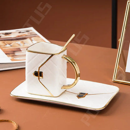 Handbag Shape Ceramic Cup Designer Coffee Mugs Business Gifts Cups Saucer Set Home Breakfast Milk Tea Juice Water Drinkware