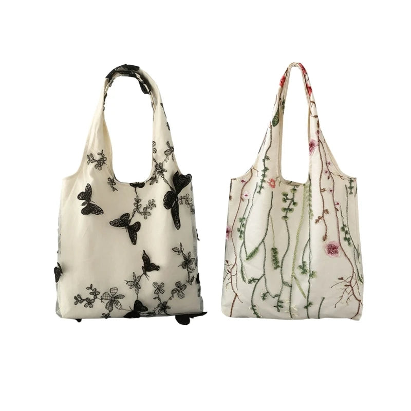 Handbag for Women Summer Embroidered Canvas Large Capacity Handbags Fashion Versatile Shopping Bag