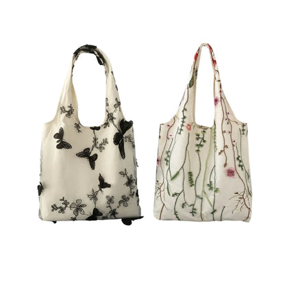 Handbag for Women Summer Embroidered Canvas Large Capacity Handbags Fashion Versatile Shopping Bag