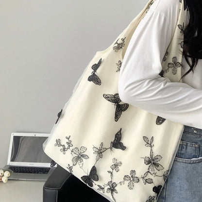 Handbag for Women Summer Embroidered Canvas Large Capacity Handbags Fashion Versatile Shopping Bag