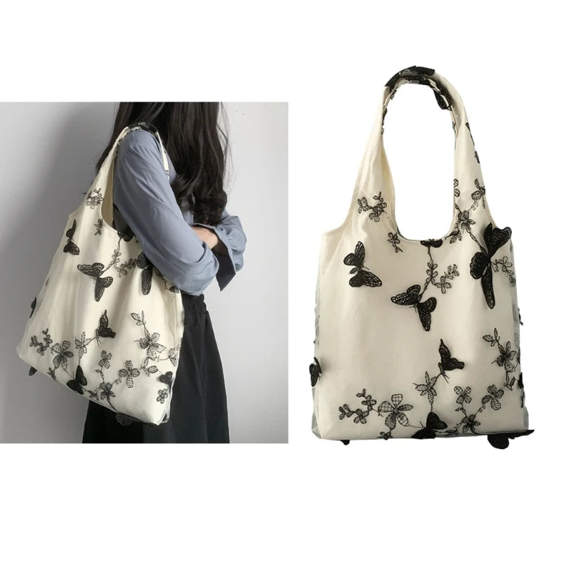 Handbag for Women Summer Embroidered Canvas Large Capacity Handbags Fashion Versatile Shopping Bag