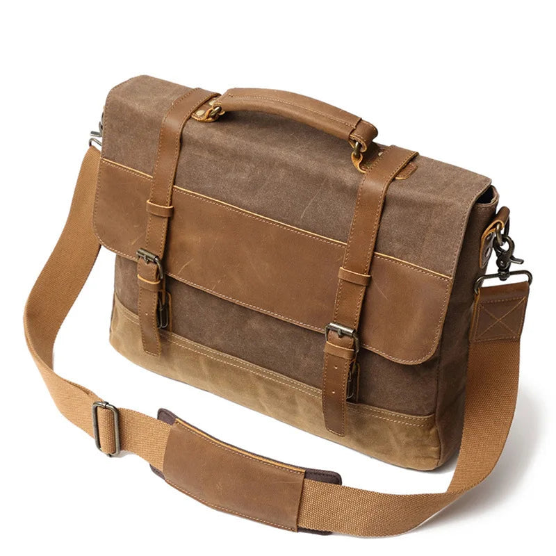 Handbags Unisex Man Bag Men's Retro Canvas Leather Briefcase Bag Business Handbag Messenger Laptop Shoulder bag for men 2021