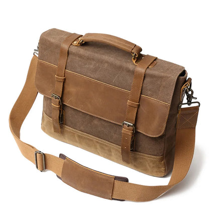 Handbags Unisex Man Bag Men's Retro Canvas Leather Briefcase Bag Business Handbag Messenger Laptop Shoulder bag for men 2021