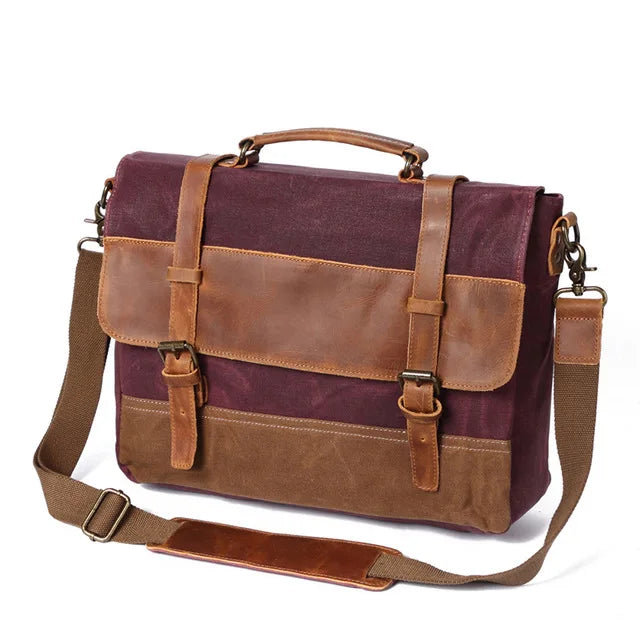 Handbags Unisex Man Bag Men's Retro Canvas Leather Briefcase Bag Business Handbag Messenger Laptop Shoulder bag for men 2021