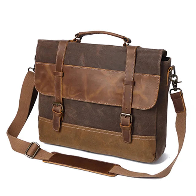 Handbags Unisex Man Bag Men's Retro Canvas Leather Briefcase Bag Business Handbag Messenger Laptop Shoulder bag for men 2021