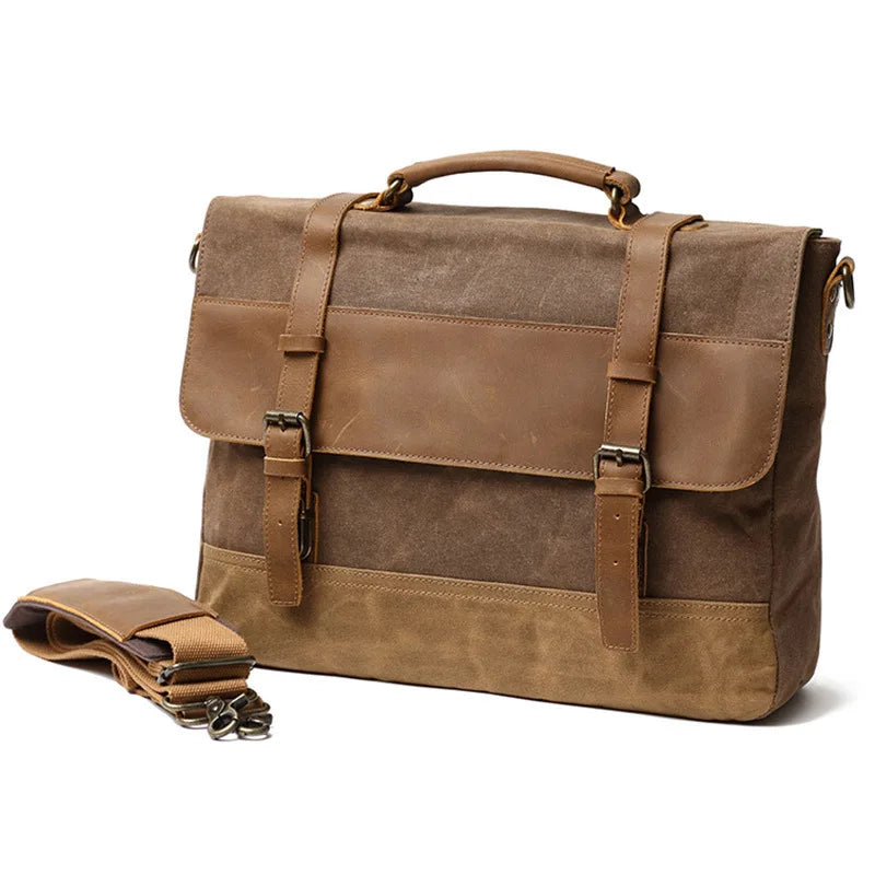 Handbags Unisex Man Bag Men's Retro Canvas Leather Briefcase Bag Business Handbag Messenger Laptop Shoulder bag for men 2021