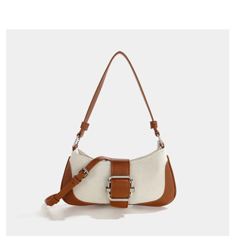 Handbags for Women Retro Stitching Shoulder Underarm Bag Niche Design New Fashion Crossbody Purses Clutch 2024 Bolsas Mujer