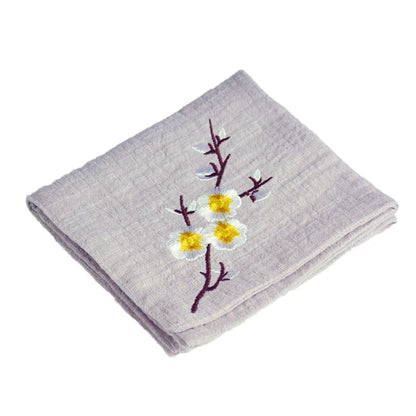 Handcraft Embroidery Plum Blossom Cotton Tea Towel Absorbent Thick Cotton Tea Cloth Japanese Kung Fu Tea Ceremony Accessories