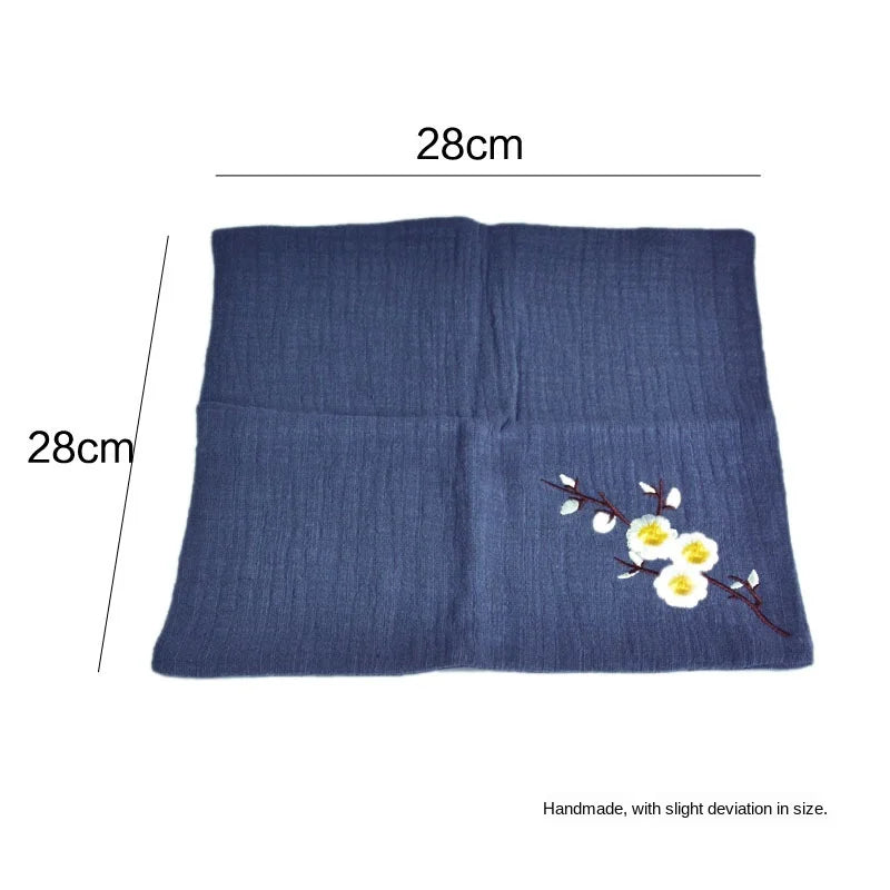 Handcraft Embroidery Plum Blossom Cotton Tea Towel Absorbent Thick Cotton Tea Cloth Japanese Kung Fu Tea Ceremony Accessories