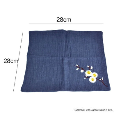 Handcraft Embroidery Plum Blossom Cotton Tea Towel Absorbent Thick Cotton Tea Cloth Japanese Kung Fu Tea Ceremony Accessories