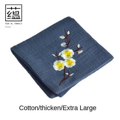 Handcraft Embroidery Plum Blossom Cotton Tea Towel Absorbent Thick Cotton Tea Cloth Japanese Kung Fu Tea Ceremony Accessories