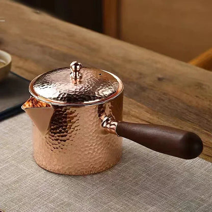 Handcraft Pure Copper Teapot Water Kettle Tea Coffee Pot Hammer Pattern Single Handle Water Boiler Drinkware Tableware