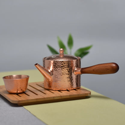 Handcraft Pure Copper Teapot Water Kettle Tea Coffee Pot Hammer Pattern Single Handle Water Boiler Drinkware Tableware