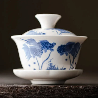 Handcrafted Ceramic Tea Tureen Gaiwan Set with Saucers Essential Teaware for Authentic Chinese Gongfu Tea Ceremony