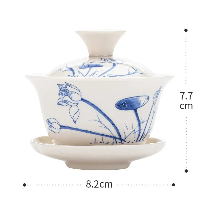 Handcrafted Ceramic Tea Tureen Gaiwan Set with Saucers Essential Teaware for Authentic Chinese Gongfu Tea Ceremony