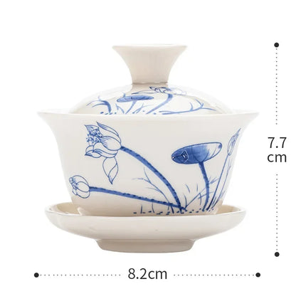 Handcrafted Ceramic Tea Tureen Gaiwan Set with Saucers Essential Teaware for Authentic Chinese Gongfu Tea Ceremony