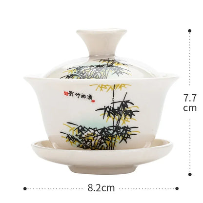 Handcrafted Ceramic Tea Tureen Gaiwan Set with Saucers Essential Teaware for Authentic Chinese Gongfu Tea Ceremony