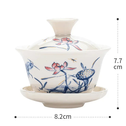 Handcrafted Ceramic Tea Tureen Gaiwan Set with Saucers Essential Teaware for Authentic Chinese Gongfu Tea Ceremony