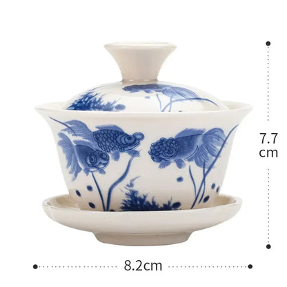 Handcrafted Ceramic Tea Tureen Gaiwan Set with Saucers Essential Teaware for Authentic Chinese Gongfu Tea Ceremony