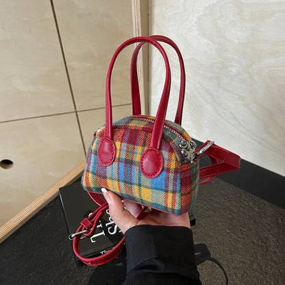 Handheld bag, women's contrasting color shell, fashionable commuting crossbody bag