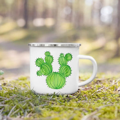Handle Drinkware Vacation Hiking Mug Green Plant Print Enamel Creative Coffee Tea Water Milk Cup Summer Camping Mugs Camper Gift