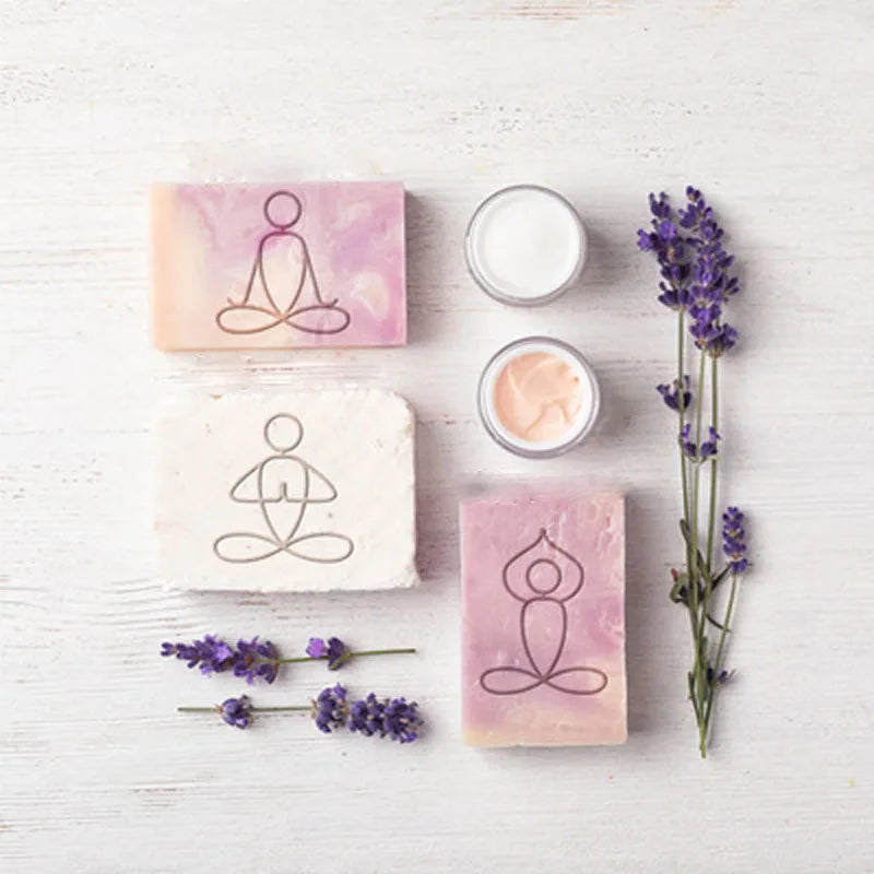 Handmade Acrylic Transparent Soap Stamp for Girls, Mini DIY, Natural Organic Glass Stamp, Making Chapter, Fitness Yoga, 3Styles