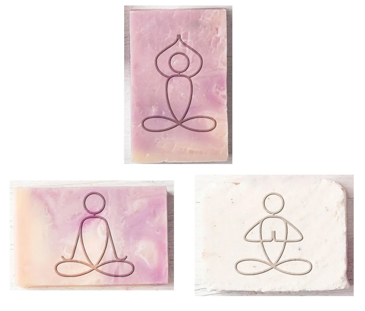 Handmade Acrylic Transparent Soap Stamp for Girls, Mini DIY, Natural Organic Glass Stamp, Making Chapter, Fitness Yoga, 3Styles