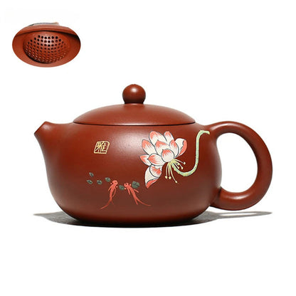 Handmade Ball Hole Filter Teapot Chinese Yixing Purple Clay Tea Pot Raw Ore Dahongpao Xishi Kettle Zisha Beauty Tea Set 240ml